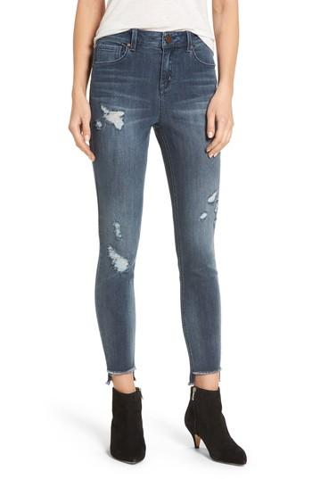 Women's 1822 Denim Ripped Step Hem Skinny Jeans - Blue
