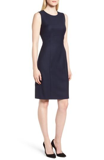 Women's Boss Dibena Check Wool Sheath Dress - Blue