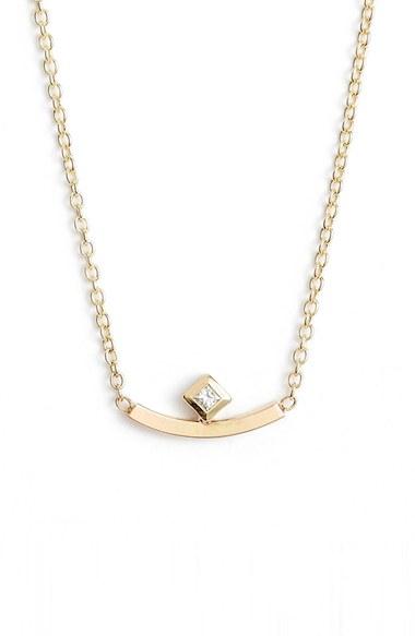Women's Zoe Chicco Diamond Curved Bar Necklace