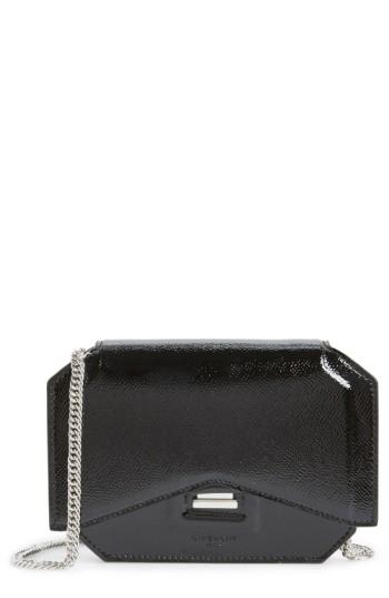 Women's Givenchy 'bow Cut' Patent Leather Wallet On A Chain - Black