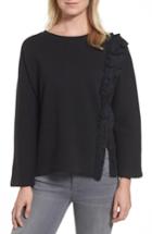 Women's Halogen Side Ruffle Sweatshirt - Black