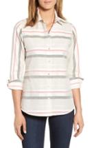 Women's Foxcroft Fia Stripe Cotton & Linen Shirt - Brown