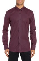 Men's Boss Elisha Extra Slim Fit Microprint Sport Shirt - Red