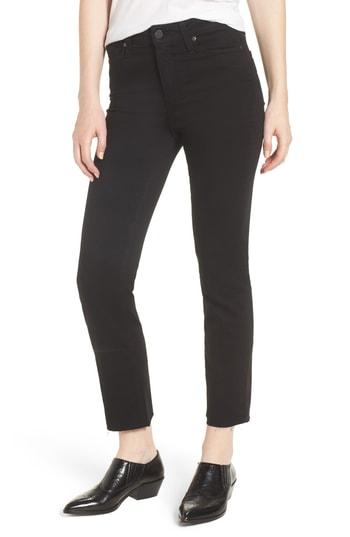 Women's Paige Hoxton High Waist Straight Raw Hem Ankle Jeans - Black