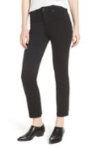 Women's Paige Hoxton High Waist Straight Raw Hem Ankle Jeans - Black