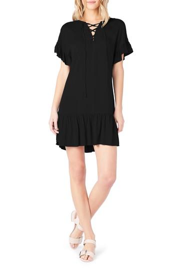Women's Michael Stars Ruffled Lace-up Dresss - Black