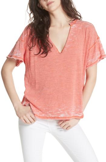 Women's Free People Maddie Burnout Tee - Coral