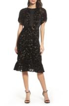 Women's Foxiedox Ingrid Velvet Devore Midi Dress - Black