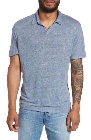 Men's Calibrate Linen Polo, Size - Blue