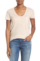 Petite Women's Caslon Relaxed Slub Knit U-neck Tee P - Beige
