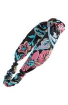 Berry Knotted Brocade Head Wrap, Size - Black