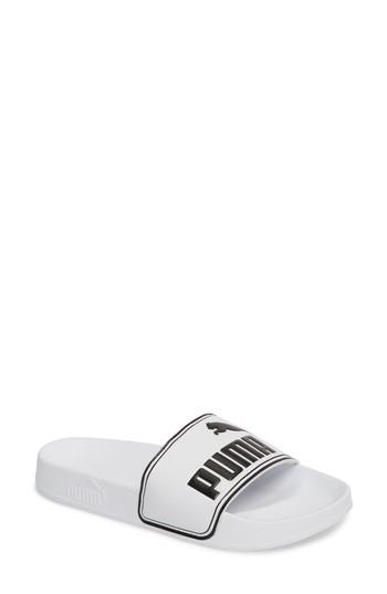 Women's Puma Leadcat Logo Slide Sandal .5 M - White