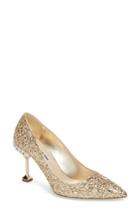 Women's Miu Miu Jeweled Heel Glitter Pump Us / 39eu - Metallic