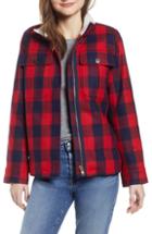 Women's J.crew Buffalo Check Workwear Jacket With Faux Shearling Lining, Size - Red