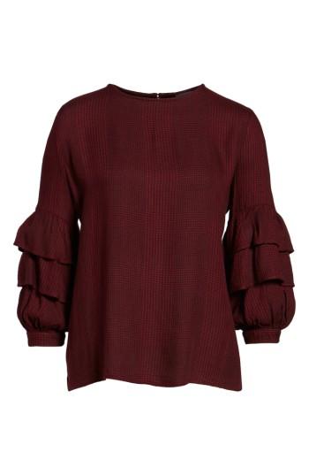 Women's Caslon Ruffle Sleeve Detail Top, Size - Burgundy