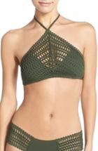 Women's Robin Piccone 'sophia' Crochet Halter Bikini Top - Green