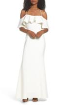 Women's Eliza J Ruffle Cold Shoulder Gown - Ivory