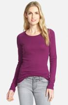 Petite Women's Caslon Long Sleeve Scoop Neck Cotton Tee P - Purple