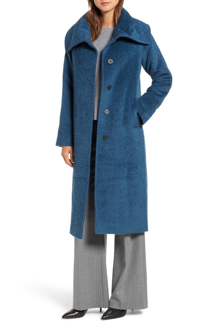 Women's Hiso Wool & Alpaca Long Coat - Blue