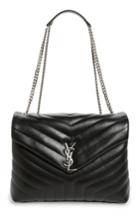 Saint Laurent Medium Monogram Leather Shoulder Bag - Black