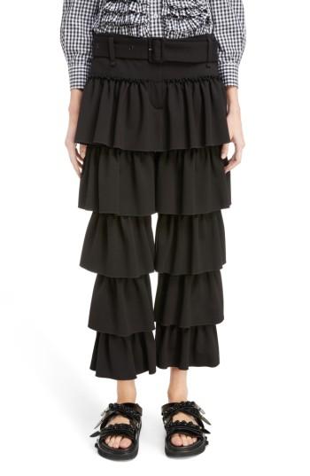 Women's Simone Rocha Frill Front Trousers Us / 4 Uk - Black