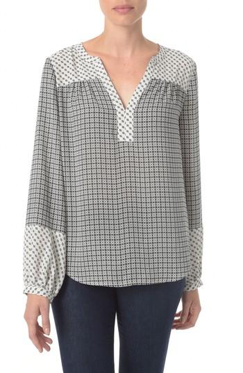 Petite Women's Nydj Print Peasant Top P - Grey