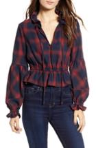 Women's Sanctuary Main Street Plaid Boyfriend Tunic Shirt - Black