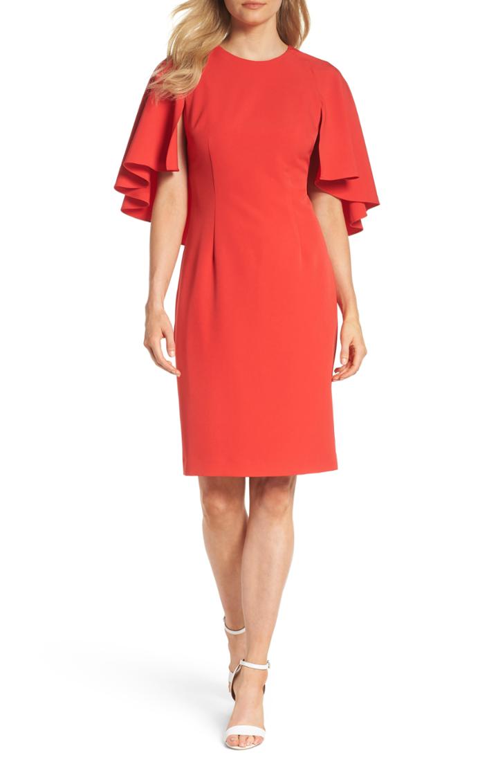 Women's Eliza J Cape Sleeve Dress (similar To 14w) - Red