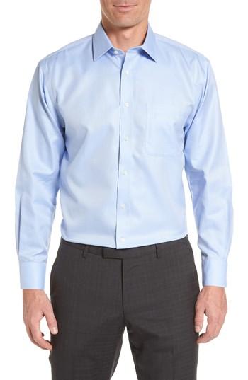 Men's Nordstrom Men's Shop Smartcare(tm) Traditional Fit Herringbone Dress Shirt - 34/35 - Blue