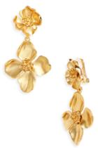 Women's Oscar De La Renta Flower Drop Clip-on Earrings