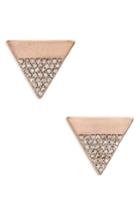 Women's Canvas Pave Triangle Stud Earrings