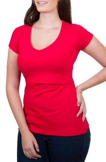 Women's Nurture-elle Mamawear V-neck Nursing Top - Red