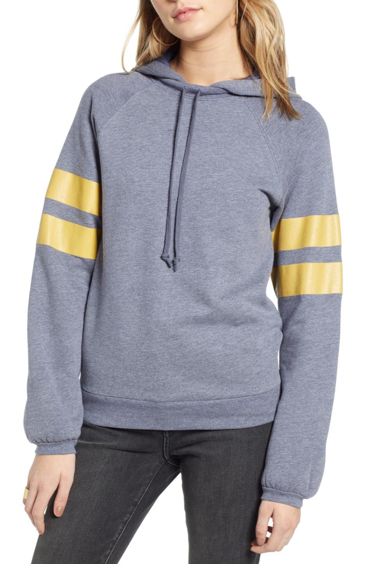 Women's Treasure & Bond Varsity Stripe Hoodie, Size - Blue