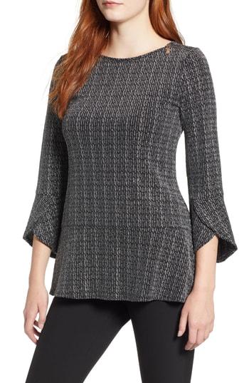 Women's Chaus Sparkle Stripe Zip Top - Metallic