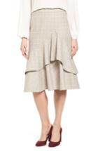 Women's Halogen Windowpane Print Ruffle Skirt - Beige
