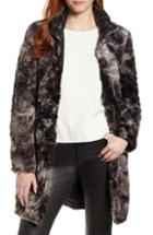 Women's Via Spiga Reversible Faux Leopard Fur Coat - Black