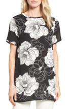 Women's Chaus Peony Print Front Knit Top