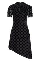 Women's Chelsea28 Asymmetrical Velvet Dot Dress - Black
