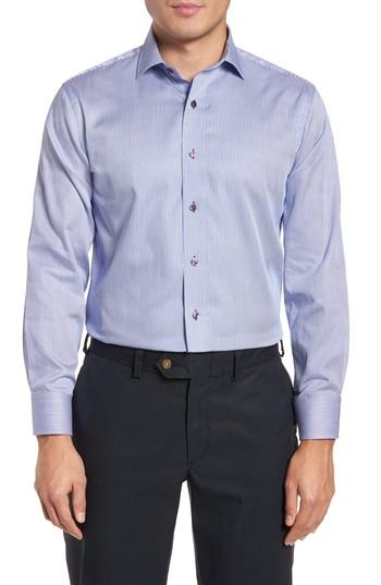 Men's Lorenzo Uomo Trim Fit Textured Stripe Dress Shirt .5 - 34 - Blue