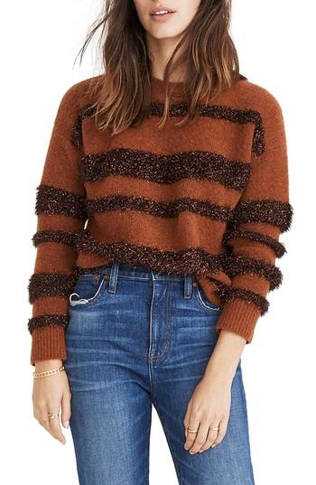 Women's Madewell Tinsel Stripe Sweater, Size - Grey