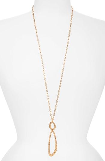 Women's Canvas Jewelry Long Organic Oval Pendant Necklace