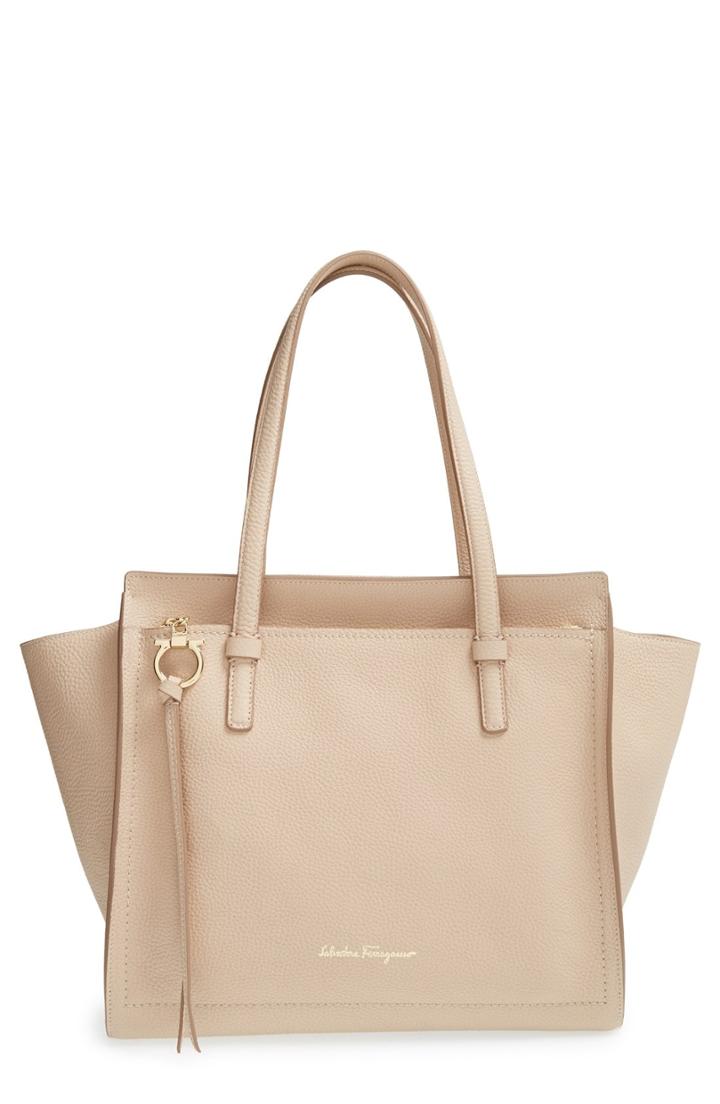 Salvatore Ferragamo Medium Amy Calfskin Leather Tote - Pink