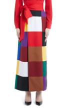Women's Sara Battaglia Colorblock Stretch Wool Wrap Skirt Us / 44 It - None