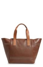 Brunello Cucinelli Monili Trim Leather Shopper Bag - Brown