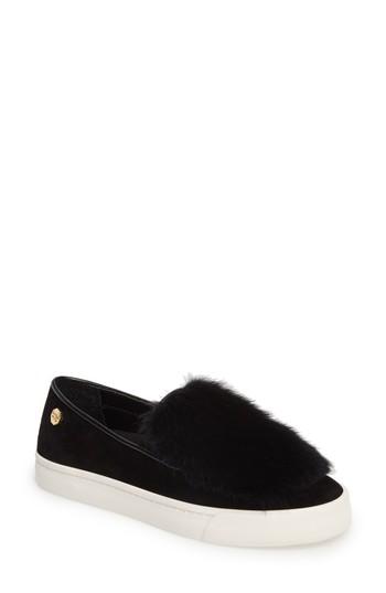 Women's Louise Et Cie Bershner Genuine Rabbit Fur Slip-on Sneaker .5 M - Black