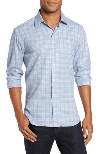 Men's Culturata Trim Fit Check Sport Shirt, Size - Blue