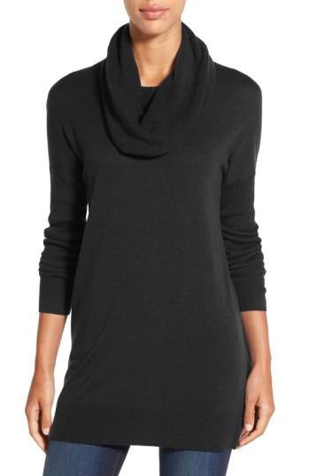 Women's Caslon Side Slit Cowl Neck Tunic, Size - Black