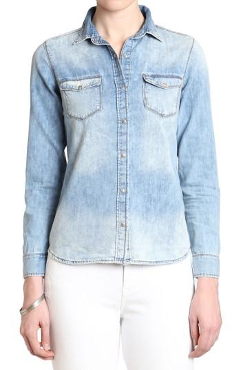 Women's Mavi Isabel Rose Embroidery Denim Shirt - Blue