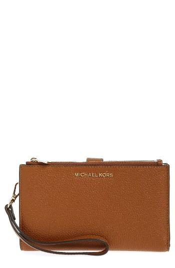 Women's Michael Michael Kors Adele Leather Wristlet - Brown