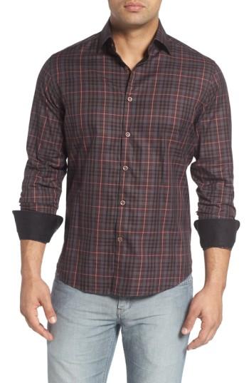 Men's Stone Rose Plaid Sport Shirt (l) - Brown